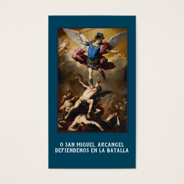 Saint Michel Anges espagnol Prière Carte Sainte (Devant)
