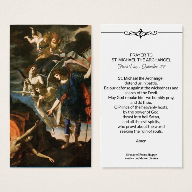 Saint Michel l'Archange Prière Carte Sainte (Devant & derrière)