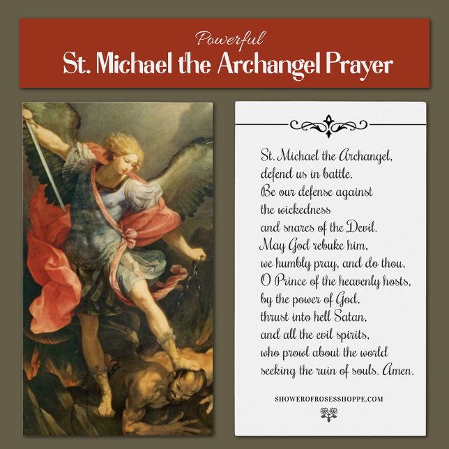 Saint Michel l'Archange Prière Carte Sainte (Powerful traditional Catholic St. Michael the Archangel prayer )