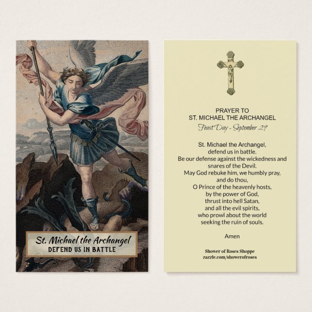 Saint Michel l'Archange Prière Carte Sainte (Devant & derrière)
