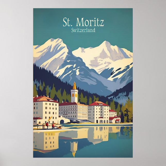 Saint Moritz,Switzerland Ski Travel  Poster (Front)