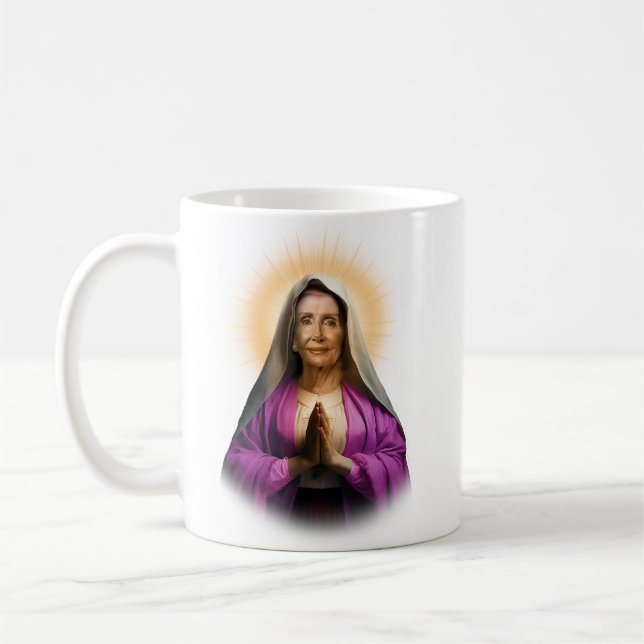 Saint Nancy Pelosi Prayer Candle Coffee Mug (Left)