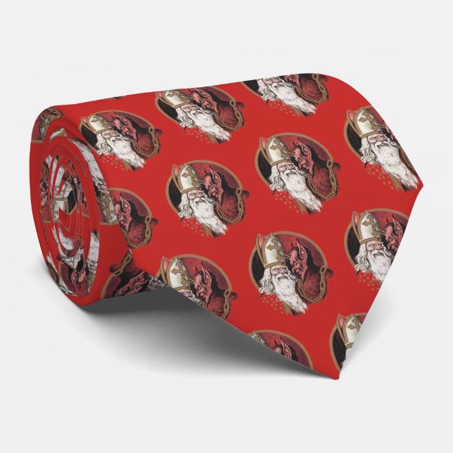 Saint Nicholas and Krampus Tie (Rolled)