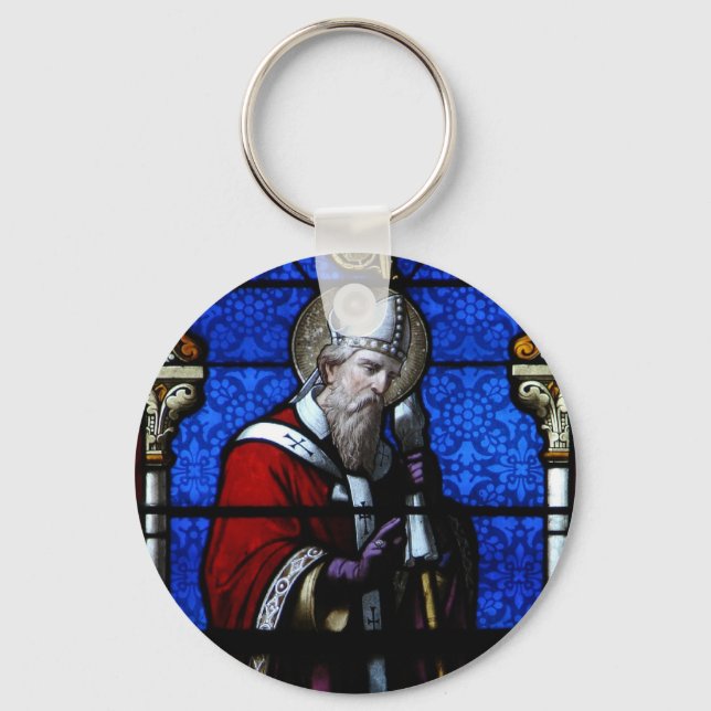 Saint Nicholas Blessings Stained Glass Keychain (Front)