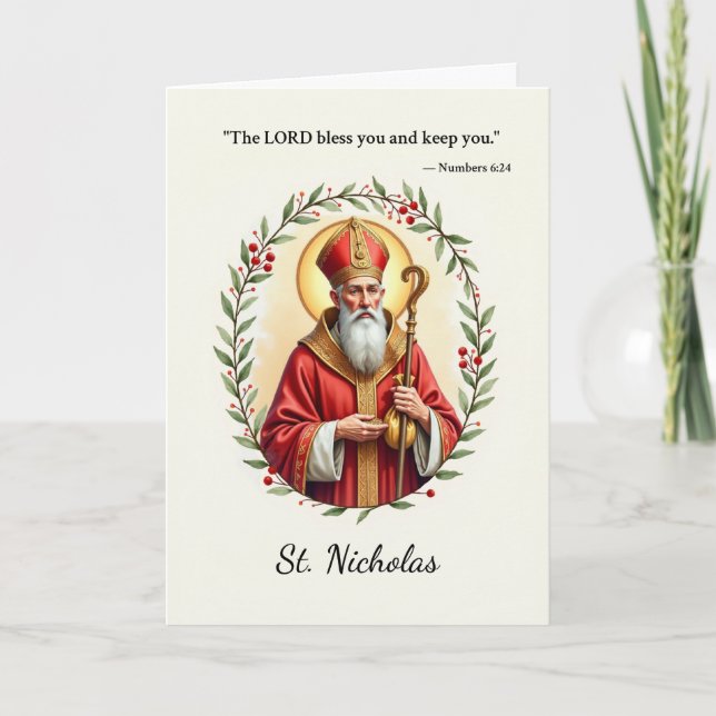 Saint Nicholas God's Peace and Blessings Scripture Card (Front)