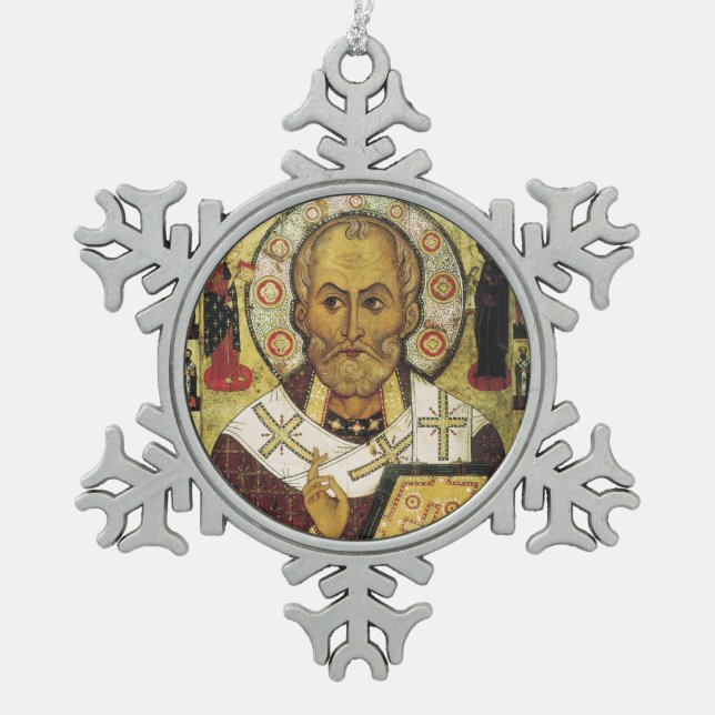 Saint Nicholas Medieval Icon Christmas Ornament (Front)