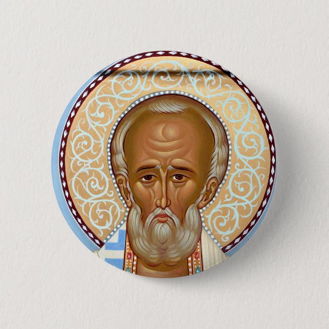 Saint Nicholas of Myra Premium Orthodox Art 2 Inch Round Button (Front)