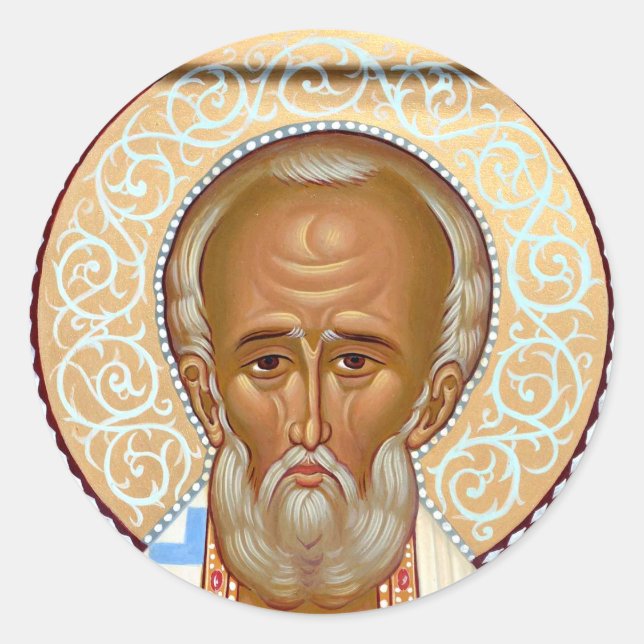 Saint Nicholas of Myra Premium Orthodox Art Classic Round Sticker (Front)