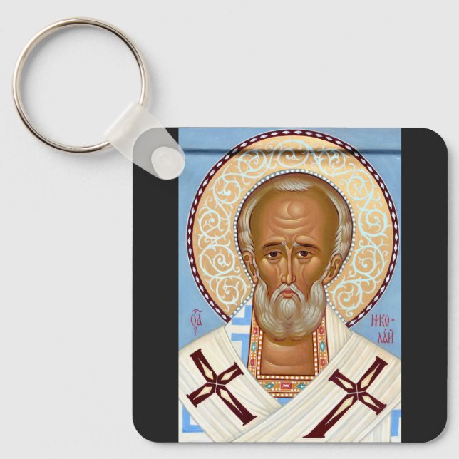 Saint Nicholas of Myra Premium Orthodox Art Keychain (Front)