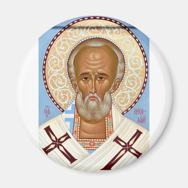 Saint Nicholas of Myra Premium Orthodox Art Magnet (Front)
