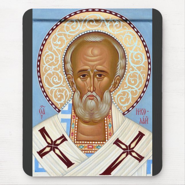 Saint Nicholas of Myra Premium Orthodox Art Mouse Pad (Front)
