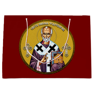 Saint Nicholas orthodox icon 02 Large Gift Bag