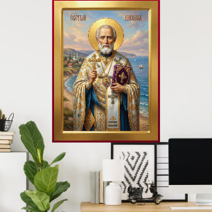 Saint Nicholas orthodox  icon Poster