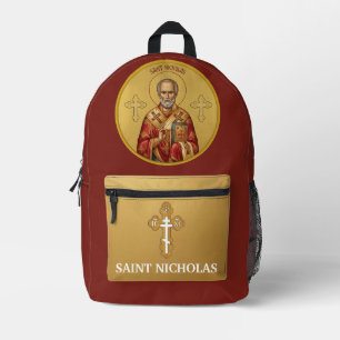 Saint Nicholas Orthodox icon T-Shirt Printed Backpack