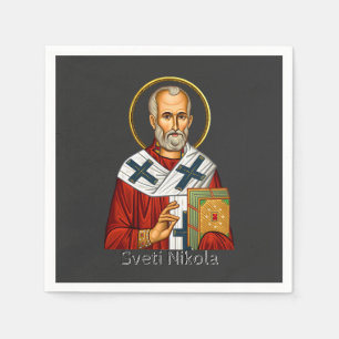Saint Nicholas orthodox serbian letter icon  Napkin