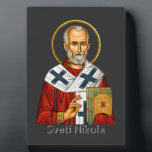 Saint Nicholas orthodox serbian letter icon  Plaque<br><div class="desc">Saint Nicholas orthodox serbian letter icon</div>