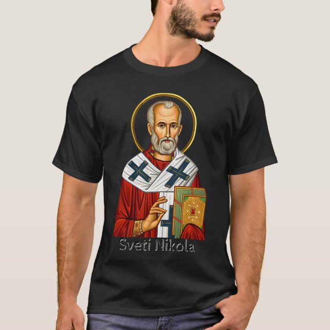 Saint Nicholas orthodox serbian letter icon  T-Shirt (Front)
