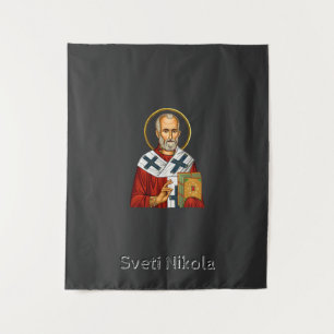 Saint Nicholas orthodox serbian letter icon  Tapestry
