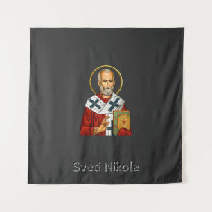 Saint Nicholas orthodox serbian letter icon  Tapestry