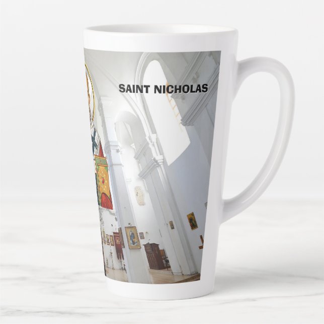 Saint Nicholas orthodox serbian saints icon Latte Mug (Right)