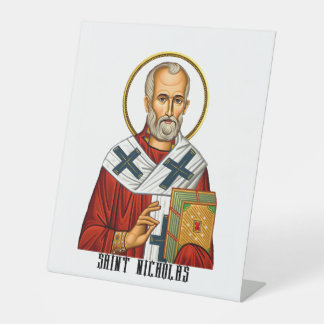 Saint Nicholas orthodox serbian saints icon Pedestal Sign