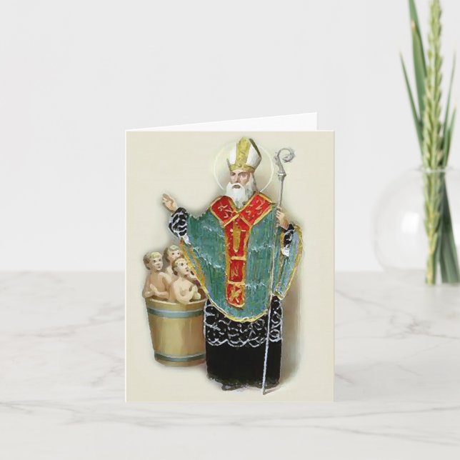 Saint Nicholas Rescuing Children Christmas Holiday Card (Front)