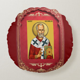 Saint Nicholas Round Pillow
