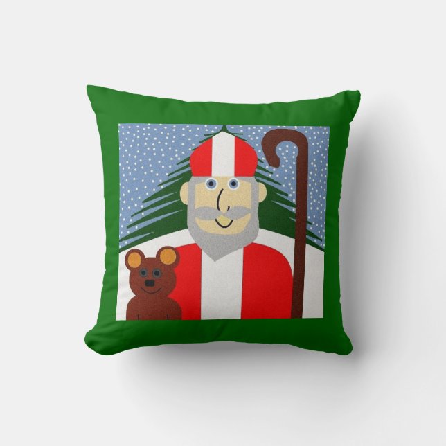 Saint Nicholas Throw Pillow (Front)