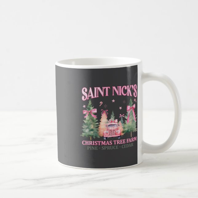 Saint Nick's Christmas Tree Farm Pink Coquette Xma Coffee Mug (Right)