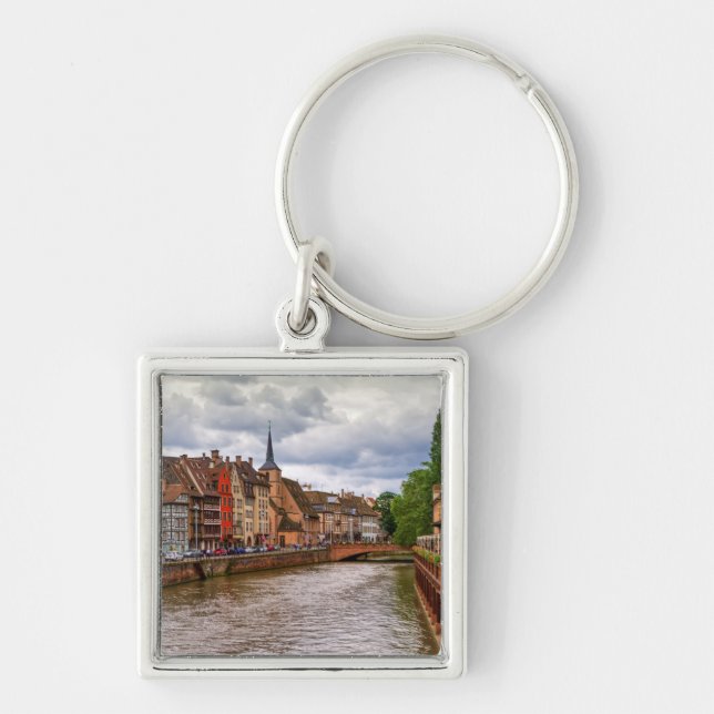 Saint-Nicolas dock in Strasbourg, France Keychain (Front)