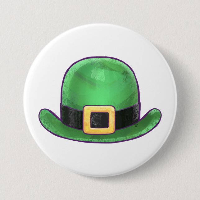 Saint Paddys Day Green Derby Hat 3 Inch Round Button (Front)