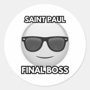 Saint Pal Final Boss Cool Emoji Classic Round Sticker