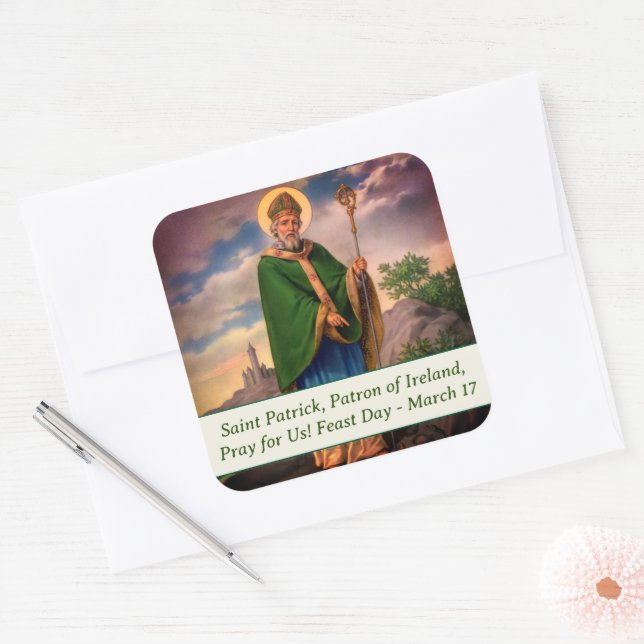 Saint Patrick Catholic Square Sticker (Envelope)