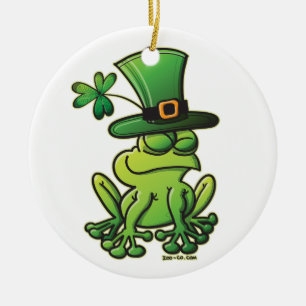 Saint-Patrick-Day-Frog Ceramic Ornament