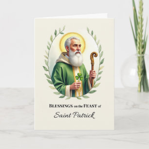 Saint Patrick Feast Day Blessings Watercolor Wreat Card