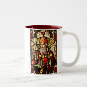 Saint Patrick Image on Stained Glass Two-Tone Coffee Mug