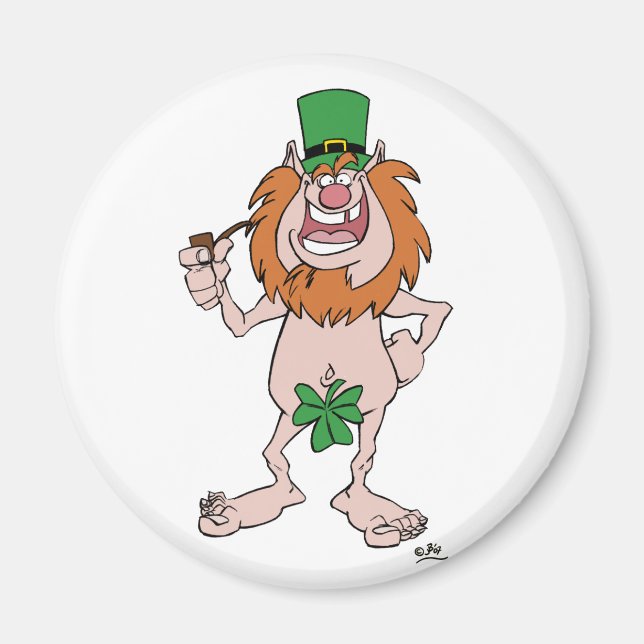Saint Patrick Leprechaun (et Shamrock) Aimant frig (Devant)