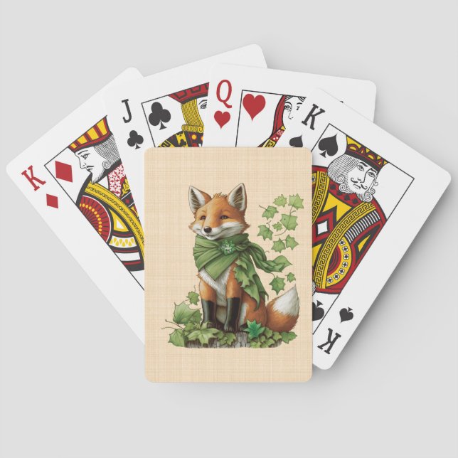 Saint-Patrick - Lucky and cute fox Playing Cards (Back)