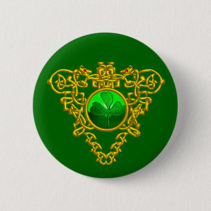 SAINT PATRICK'S CELTIC HEART 2 INCH ROUND BUTTON