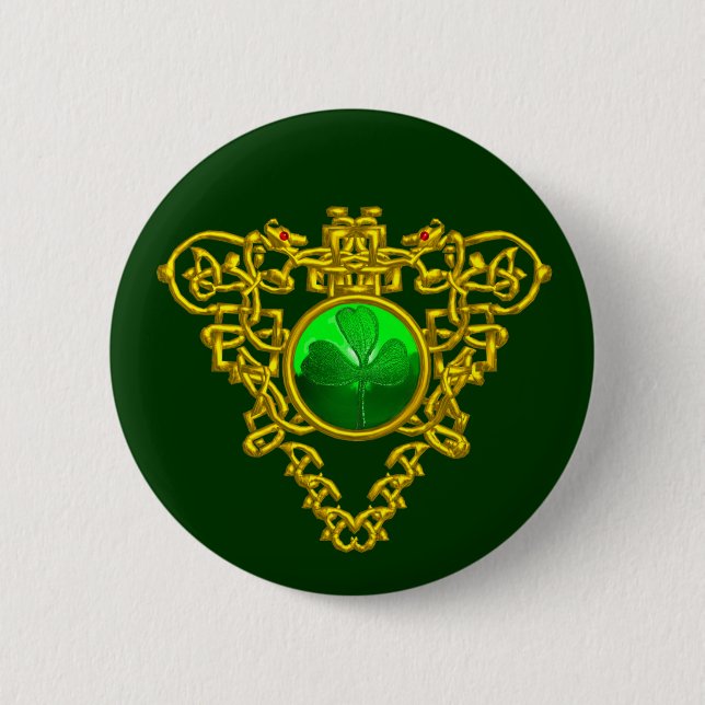 SAINT PATRICK'S CELTIC HEART 2 INCH ROUND BUTTON (Front)