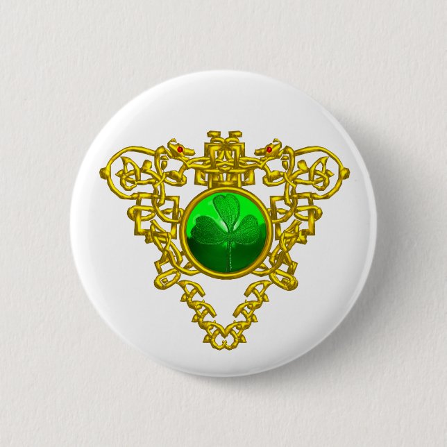 SAINT PATRICK'S CELTIC HEART 2 INCH ROUND BUTTON (Front)