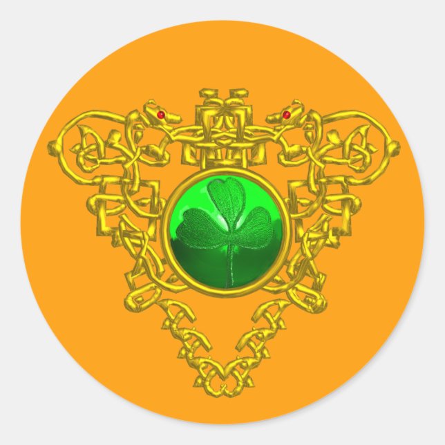 SAINT PATRICK'S CELTIC HEART CLASSIC ROUND STICKER (Front)