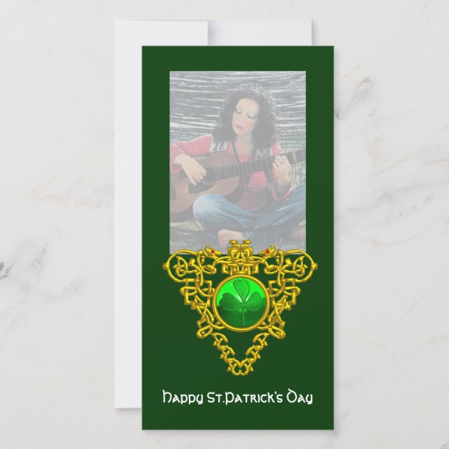 SAINT PATRICK'S CELTIC HEART,SHAMROCK HOLIDAY CARD (Front)