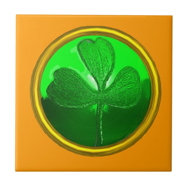 SAINT PATRICK'S CELTIC HEART,SHAMROCK ,orange Tile (Front)