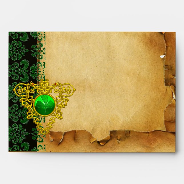 SAINT PATRICK'S CELTIC HEART,SHAMROCK ,Parchment Envelope (Front)