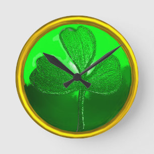 SAINT PATRICK'S CELTIC HEART,SHAMROCK ROUND CLOCK