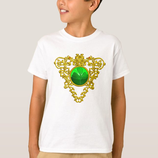 SAINT PATRICK'S CELTIC HEART WITH GREEN SHAMROCK T-Shirt (Front)