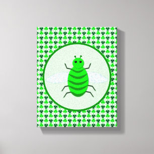 Saint Patricks Day Bee and Shamrocks Canvas Print