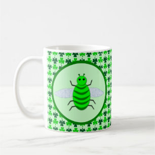 Saint Patricks Day Bee and Shamrocks Coffee Mug