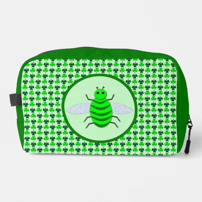 Saint Patricks Day Bee and Shamrocks Dopp Kit (Front)